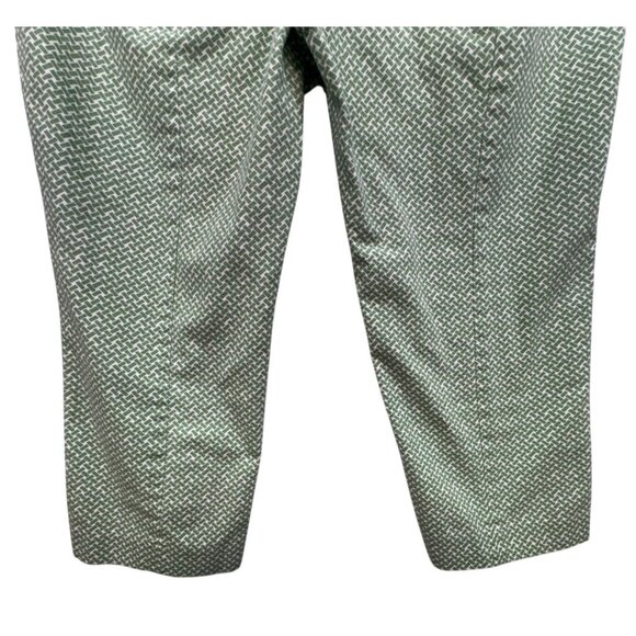Talbots Womens Heritage Cropped Pants Size 10 Green & White Patterned Beachy - Picture 14 of 15